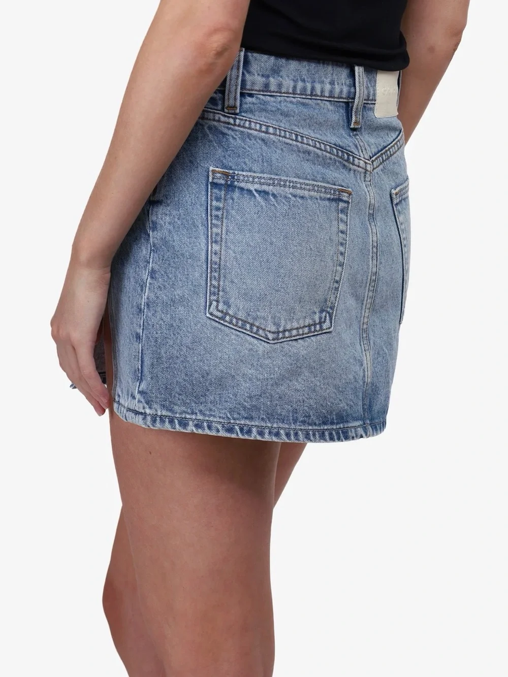GRLFRND Denim Double Slit Mini Skirt